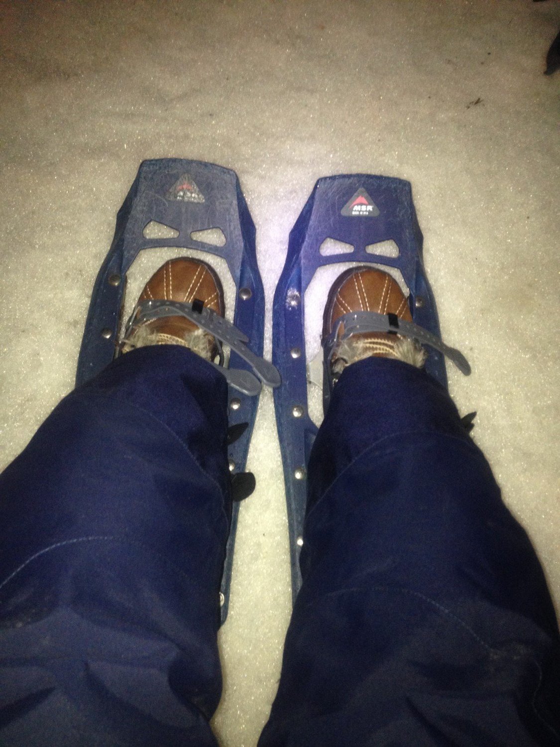Don't step on my blue snowshoes