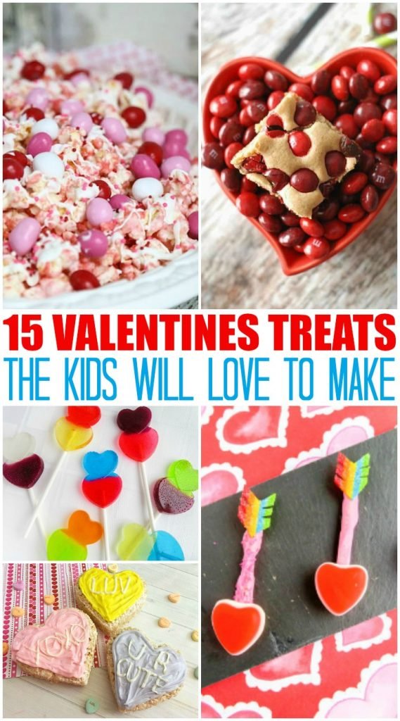 15 Valentine's Day Treats Kids Will Love! Easy DIY kitchen fun that kids of all ages can help out with for at home treats or perfect classroom sweets! #DIY #Baking #ValentinesDay #Baking #InTheKitchen #RoundUp