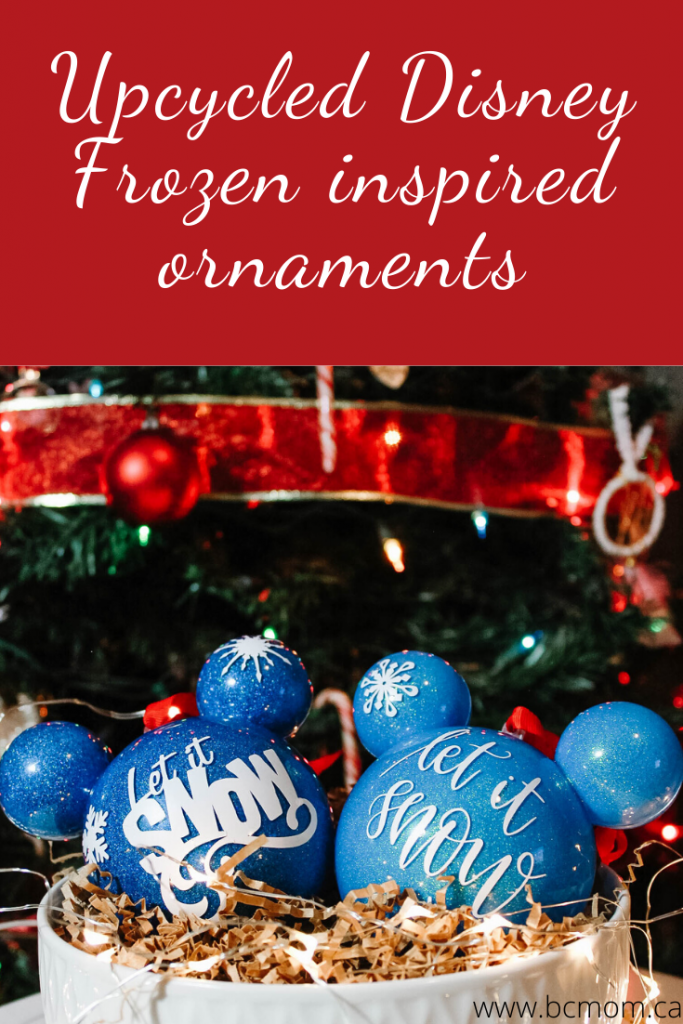 Upcycled Disney Frozen 2 Inspired Christmas Ornaments DIY, made with a Cricut Explore Air 2. Easy DIY! 