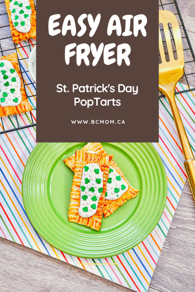 Easy Air Fryer Toaster Pastries PopTarts with St. Patricks day sprinkles